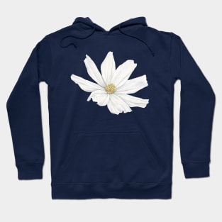 White Cosmos Flower with Back Background Hoodie